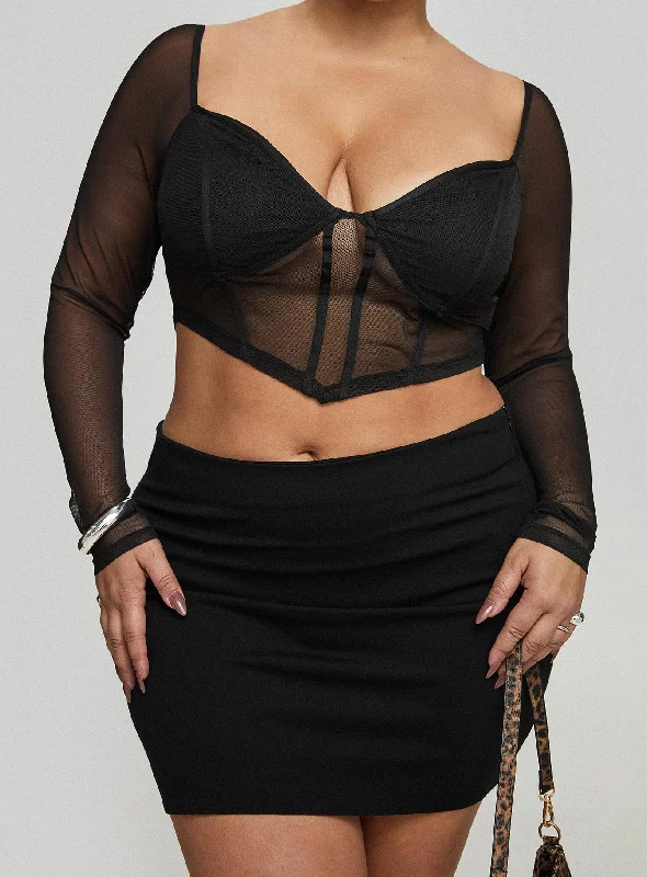 Stylish Statements Karley Low Waist Mini Skirt Black Curve