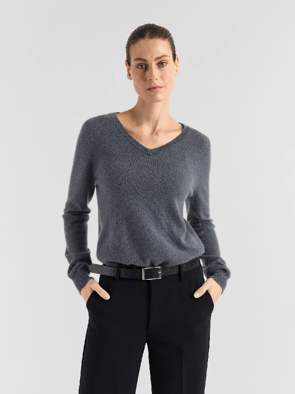 Budget Friendly Cashmere sweater "Erle" - Blue fog