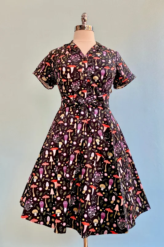 Chic And Edgy Mushroom Knee-Length Shirtwaist Dress by Eva Rose