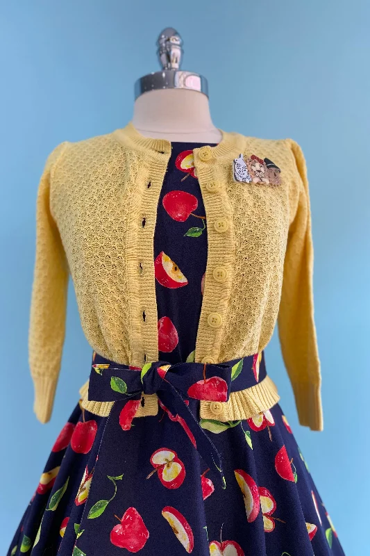 Valentine's Special Sunshine Yellow Puff Sleeve Cropped Cardigan