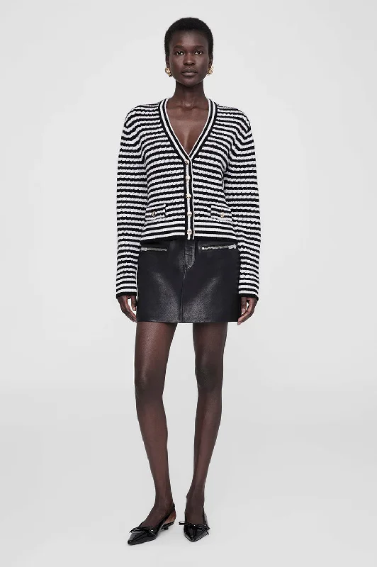 Subtle Sophistication Gwen Cardigan - Black And Ivory Stripe