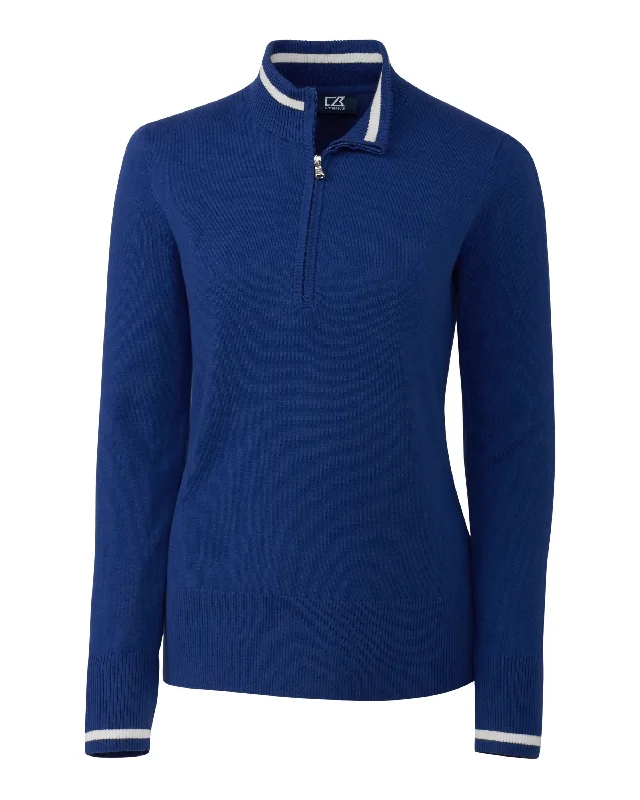 Trend Setting Threads Timeless Women's Clothes Cutter & Buck Womens Lakemont Tipped Half-Zip Sweater