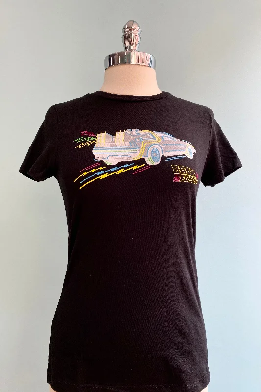 Hot Deals Back to the Future Neon Car Fitted T-Shirt Top by Unique Vintage