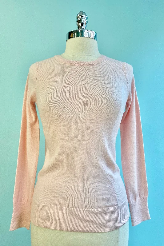 Elegant Styles Blush Knit Long Sleeve Pullover Sweater