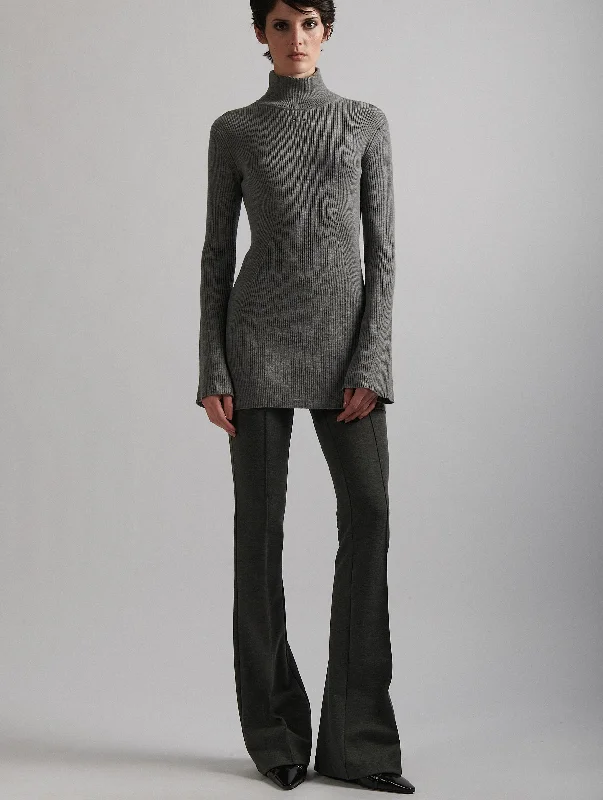 Cutting Edge Fashion Grey turtleneck tunic in merino wool