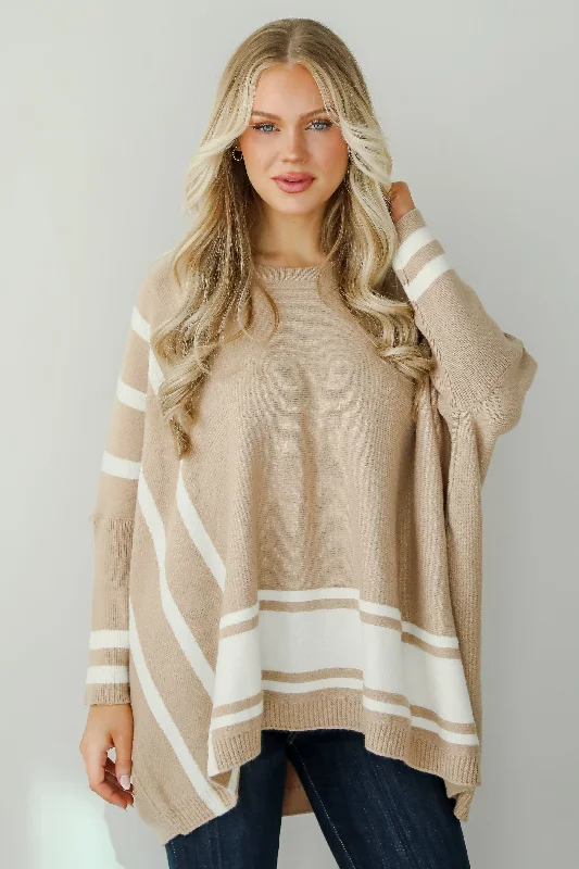 Trendy Street Style Attire Timelessly Cozy Taupe Sweater Tunic