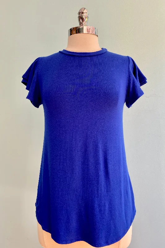 Trend Alert Royal Blue Flutter Sleeve All Purpose Top