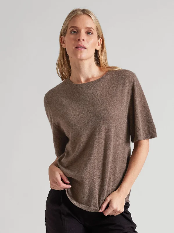 Runway Inspired Wear Cashmere top "Airy top" - dark toast