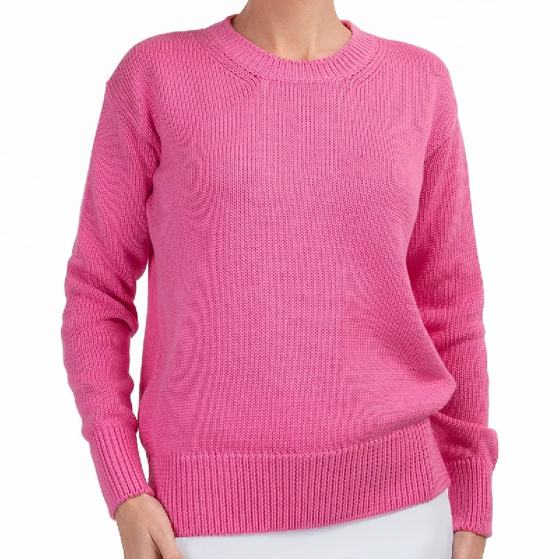 Style Upgrade Oversized Round Neck Pullover in Raspberry