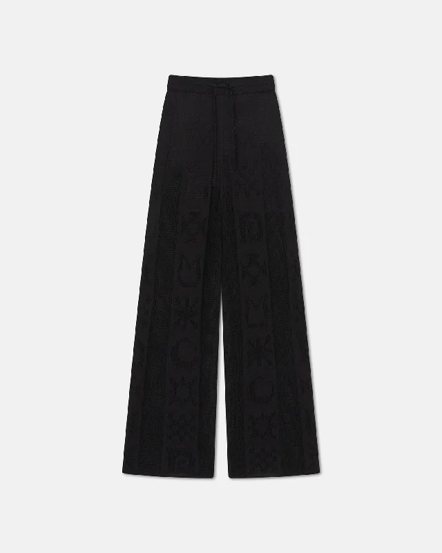Season Sale Wardon - Paper Crochet Cropped Wide-Leg Pants - Black