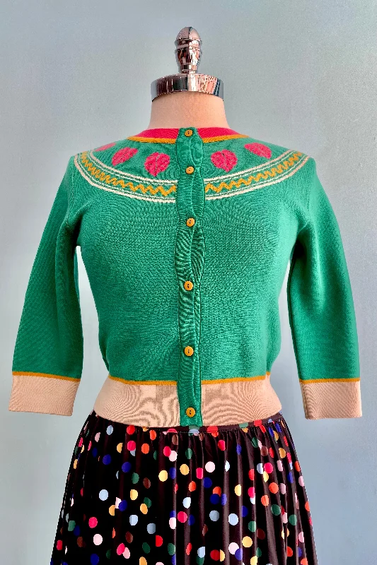 Chic Styles Spring Green Mexican Shawl Jacquard Vera Cardigan by Palava